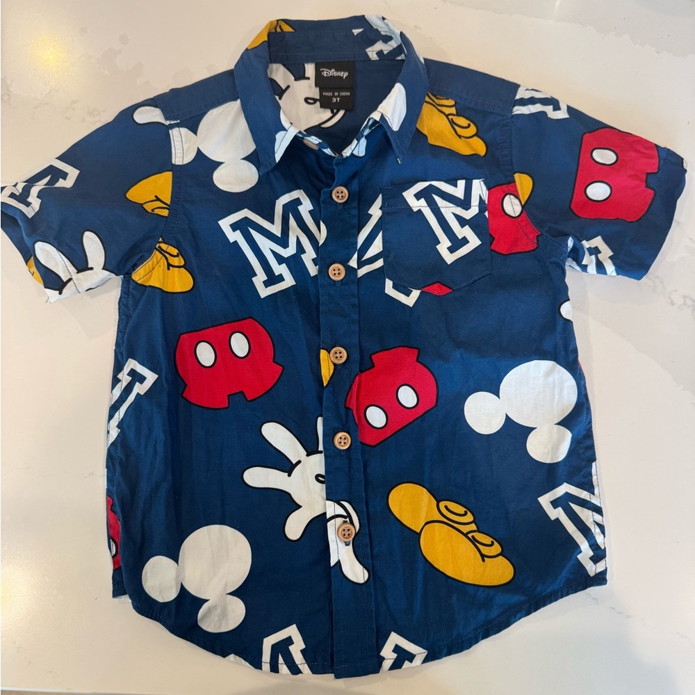 Disney Kids Blue Shirt with Red and Yellow Graphics